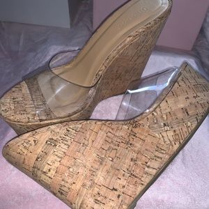 Bamboo wedge Clear mule sandle